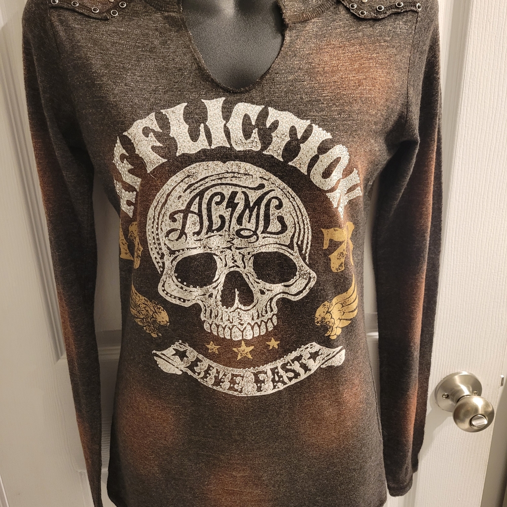 Affliction Women's Brown Graphic Top